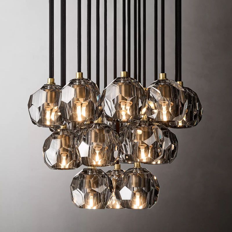 Cristal Glass Round Cluster Chandelier 19" - detail 7