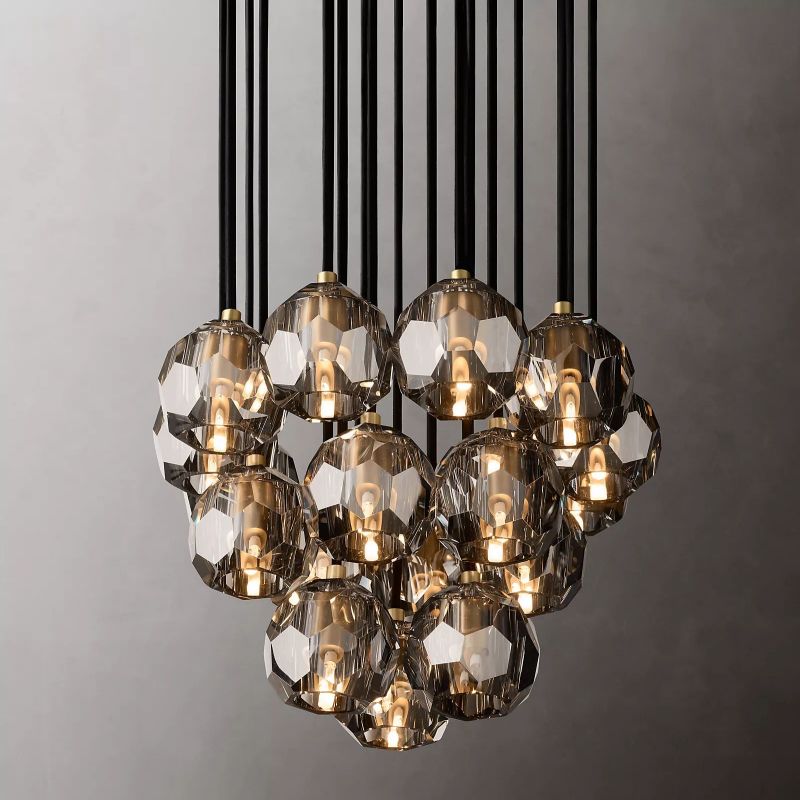 Cristal Glass Round Cluster Chandelier 19" - detail 9