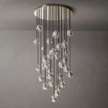 Cristal Clear Glass Round Cluster Chandelier 30"
