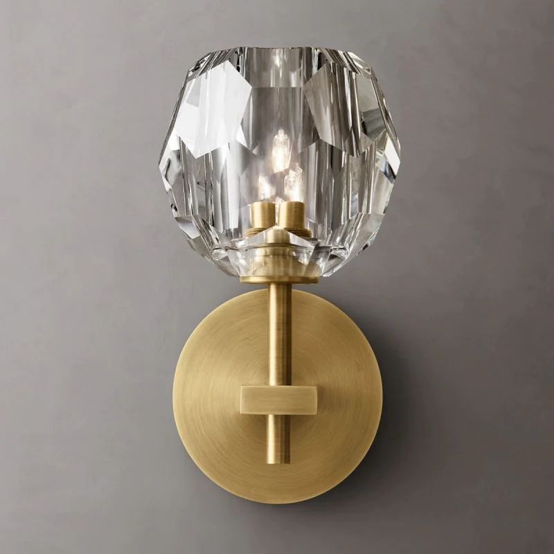 Cristal Clear Glass Short Wall Sconce detail view