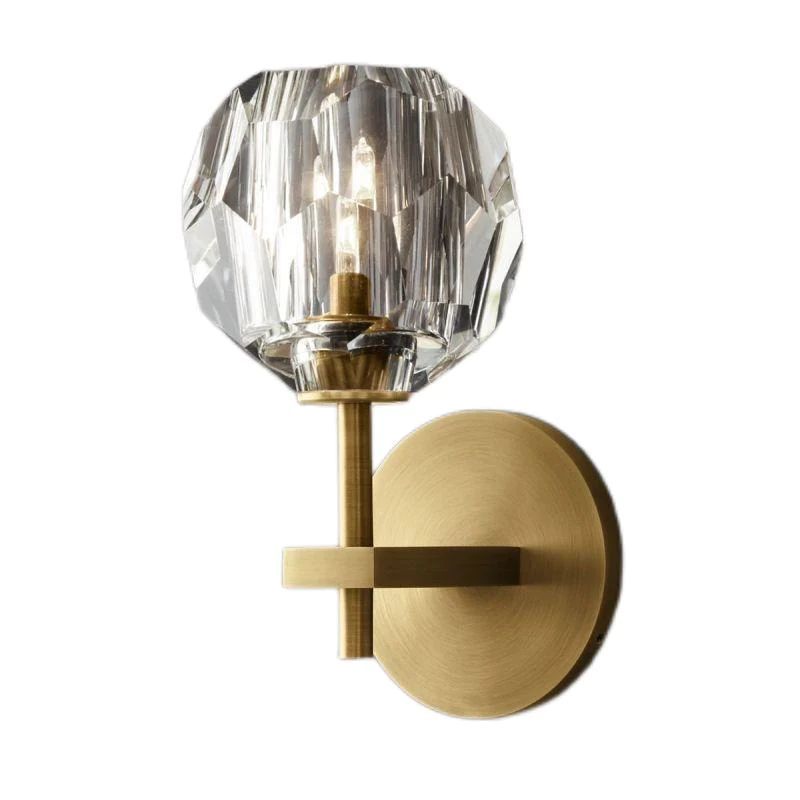 Cristal Clear Glass Short Wall Sconce detail view