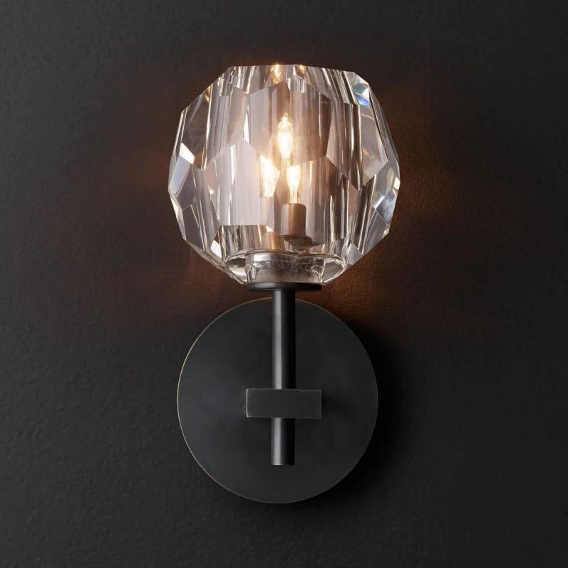 Cristal Clear Glass Short Wall Sconce detail view