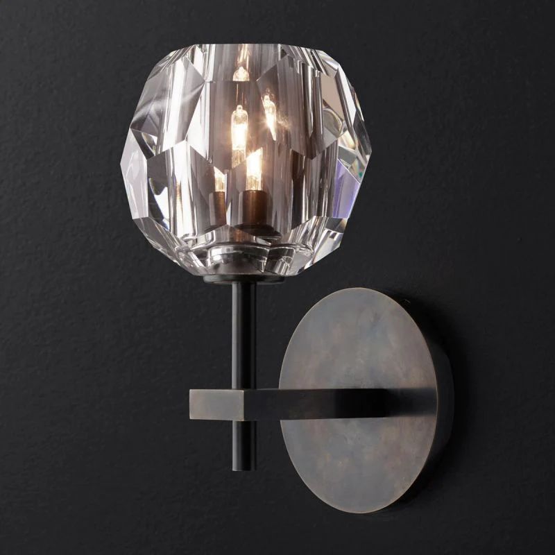 Cristal Clear Glass Short Wall Sconce front view