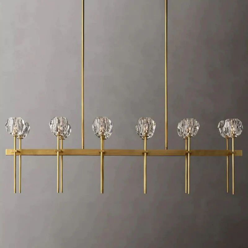 Cristal Glass Double Linear Chandelier 60 inch main view