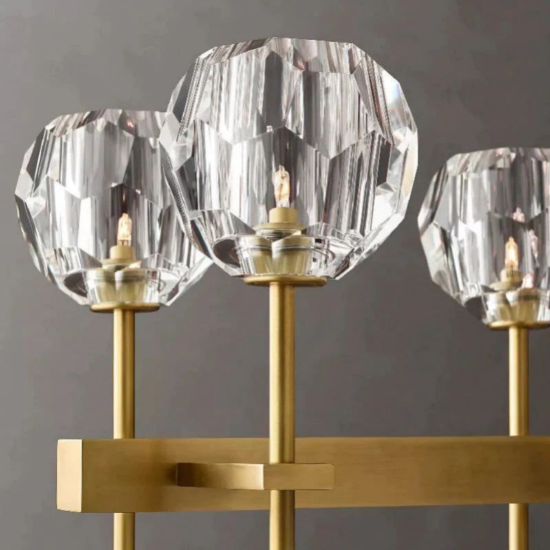 Cristal Glass Double Linear Chandelier 60 inch detail view