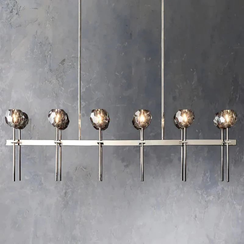Cristal Glass Double Linear Chandelier 60 inch detail view