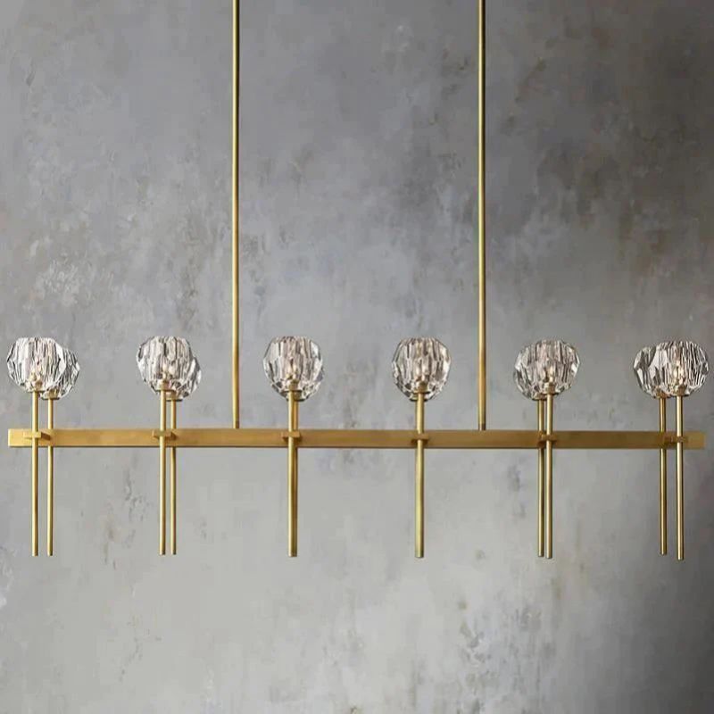 Cristal Glass Double Linear Chandelier 60 inch detail view