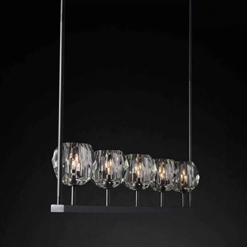 Cristal Glass Linear Chandelier 48 inch detail view