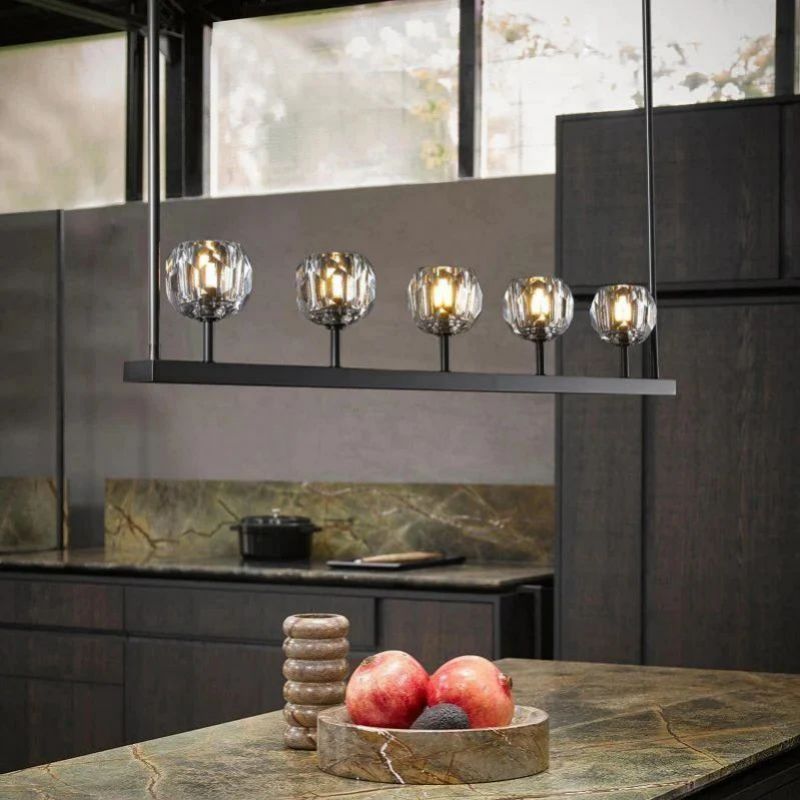 Cristal Glass Linear Chandelier 48 inch detail view