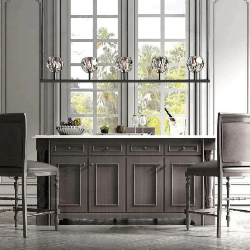 Cristal Glass Linear Chandelier 48 inch angled view