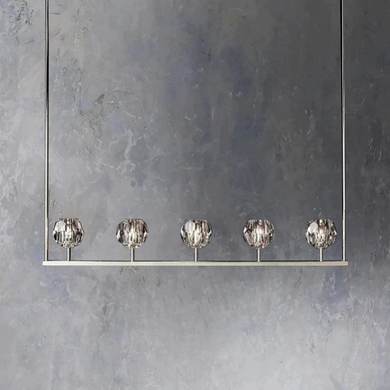 Cristal Glass Linear Chandelier 48 inch detail view