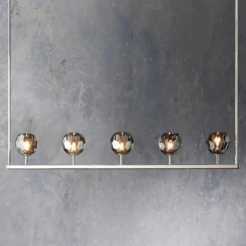 Cristal Glass Linear Chandelier 48 inch detail view
