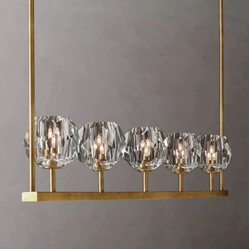 Cristal Glass Linear Chandelier 48 inch detail view