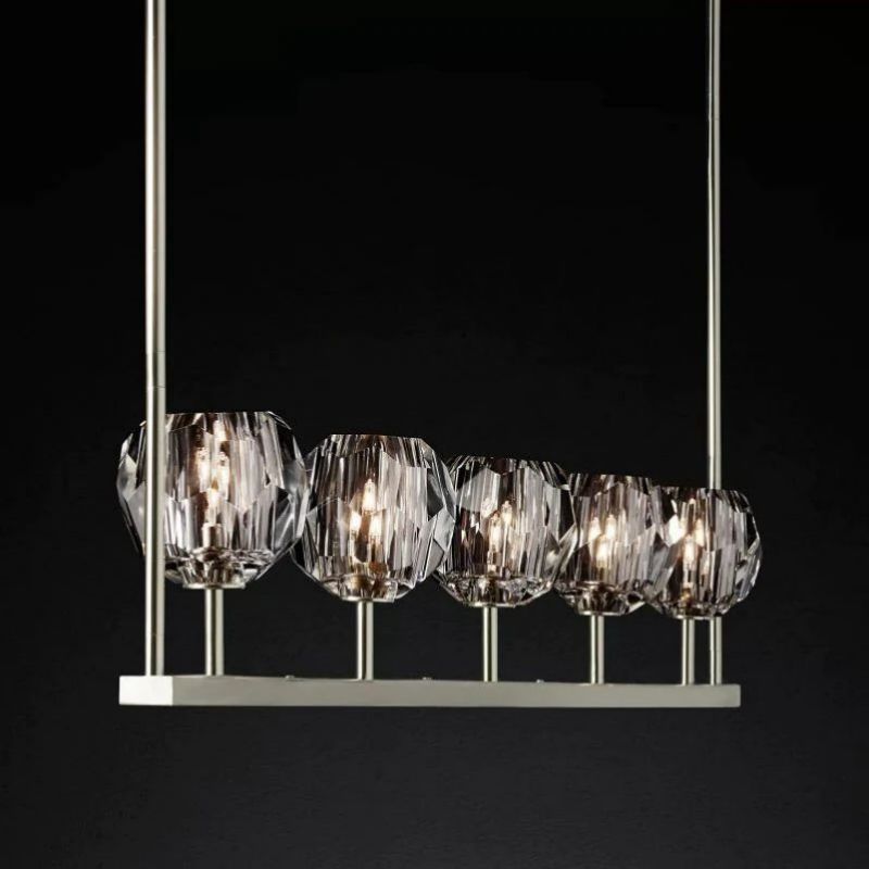 Cristal Glass Linear Chandelier 48 inch detail view