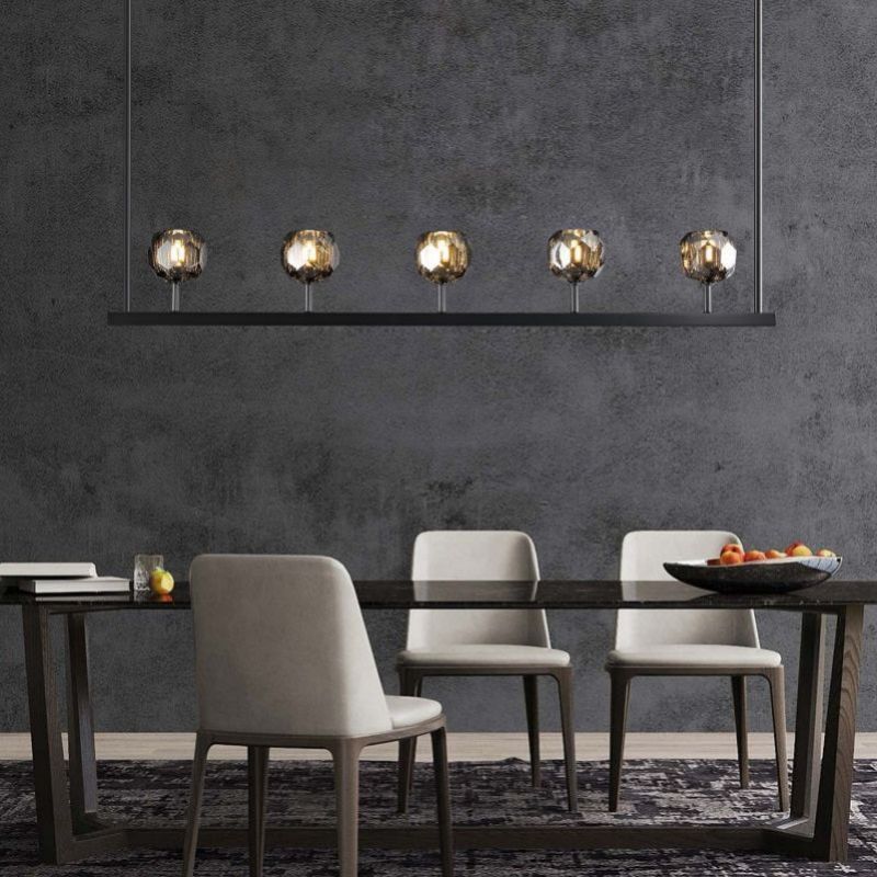 Cristal Glass Linear Chandelier 48 inch detail view