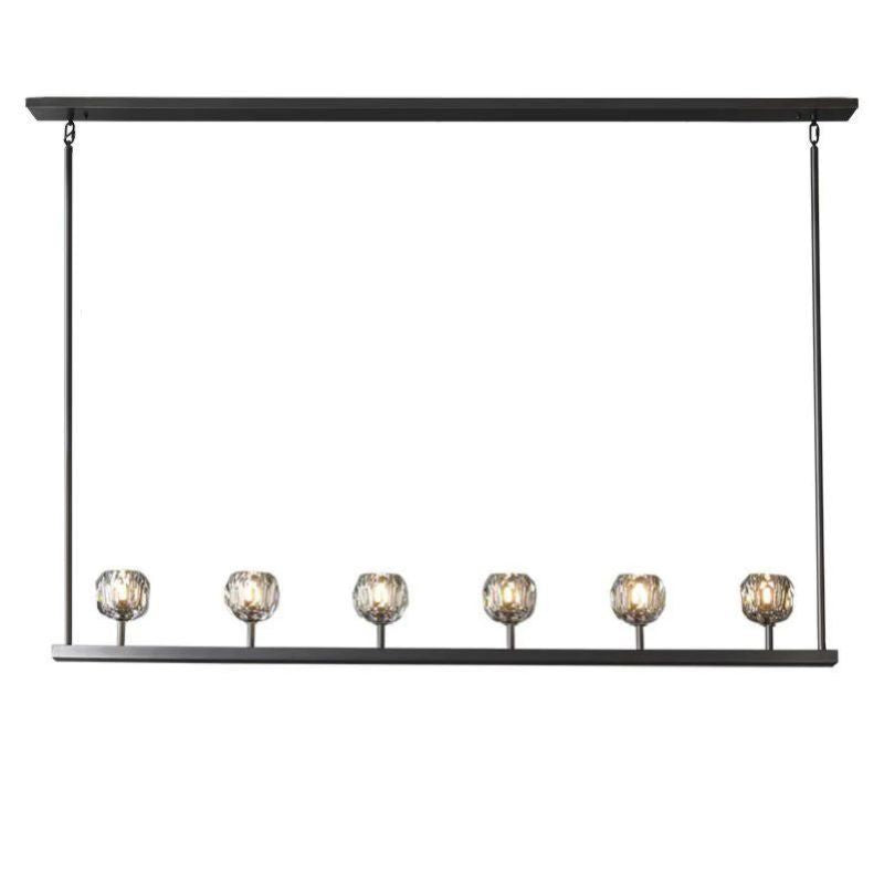 Cristal Glass Linear Chandelier 60 inch detail view
