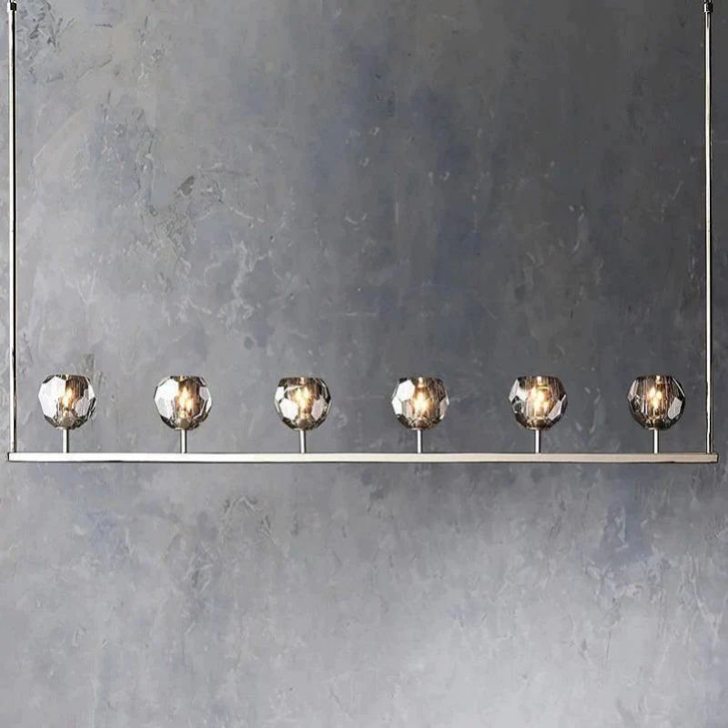 Cristal Glass Linear Chandelier 60 inch detail view