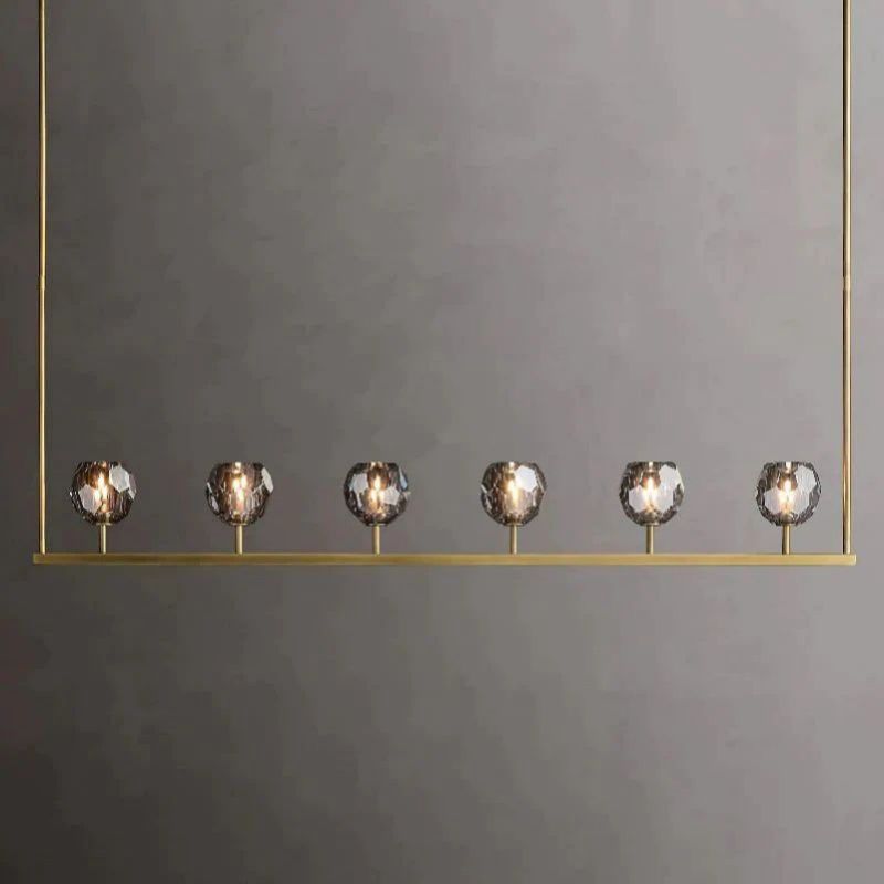 Cristal Glass Linear Chandelier 60 inch front view
