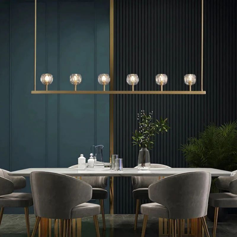 Cristal Glass Linear Chandelier 60 inch detail view