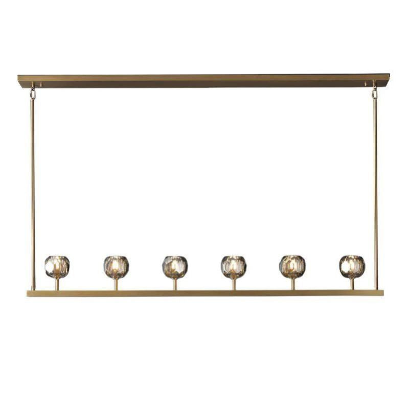 Cristal Glass Linear Chandelier 60 inch detail view