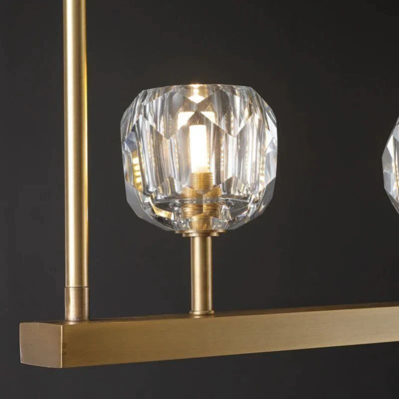 Cristal Glass Linear Chandelier 60 inch detail view