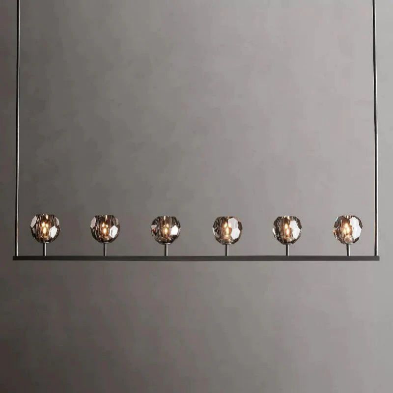 Cristal Glass Linear Chandelier 60 inch detail view