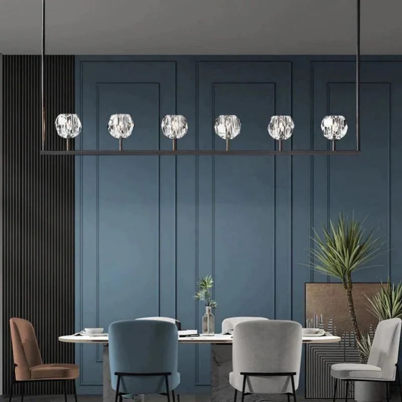 Cristal Glass Linear Chandelier 60 inch detail view