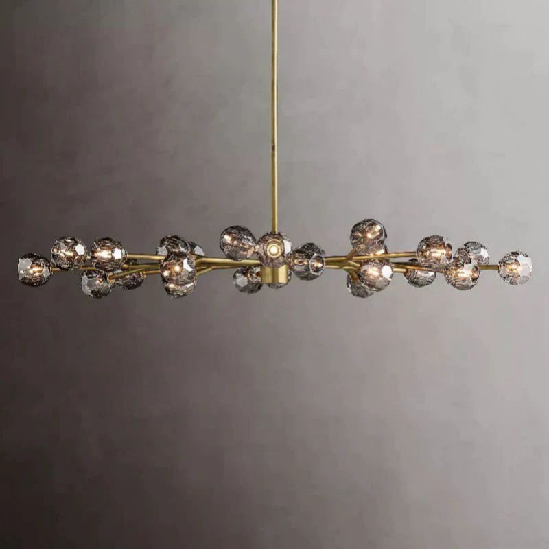 Cristal Glass Oval Chandelier 72 inch front view