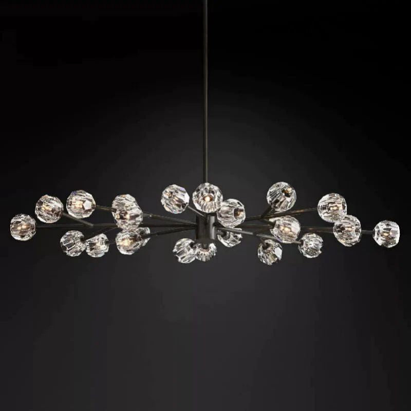 Cristal Glass Oval Chandelier 72 inch angled view