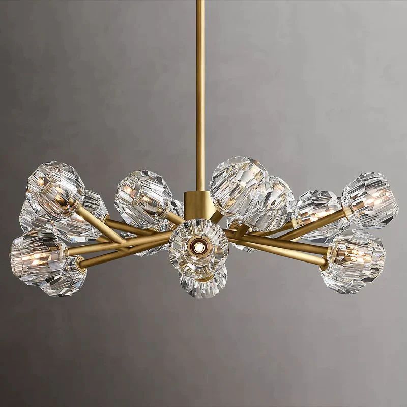 Cristal Glass Round Chandelier 36 inch front view