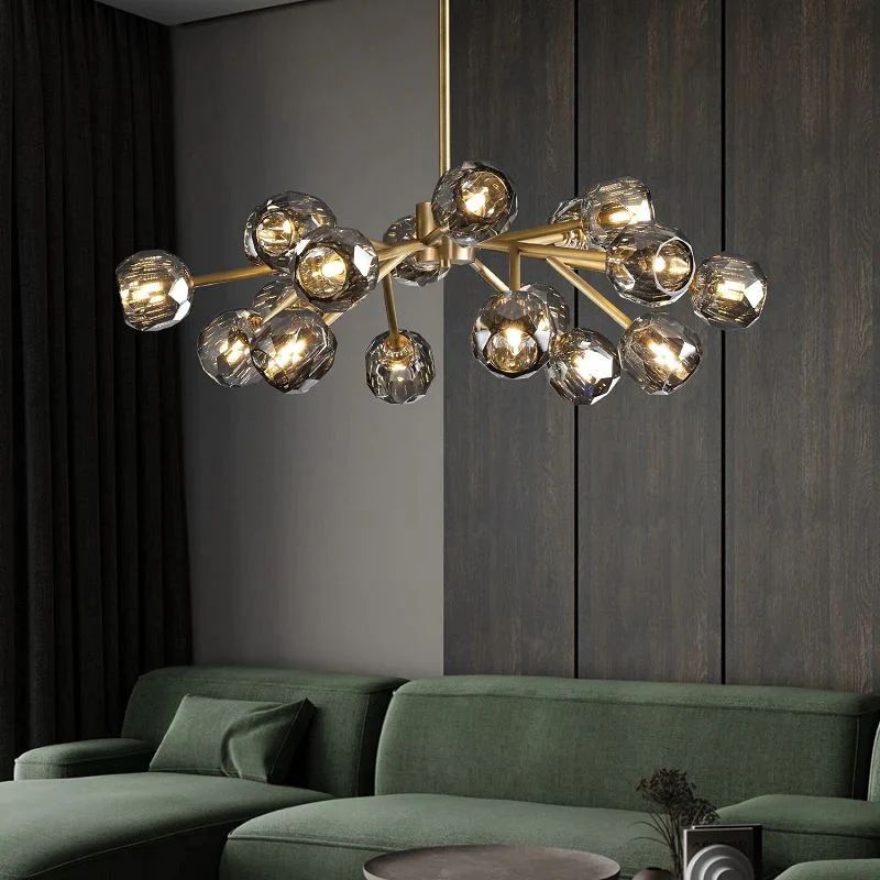 Cristal Glass Round Chandelier 36 inch detail view