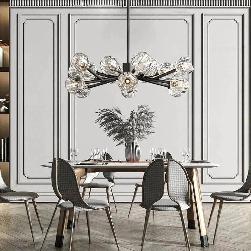 Cristal Glass Round Chandelier 36 inch detail view