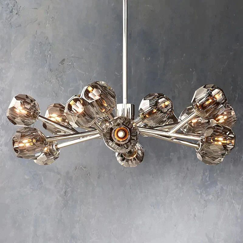 Cristal Glass Round Chandelier 36 inch detail view