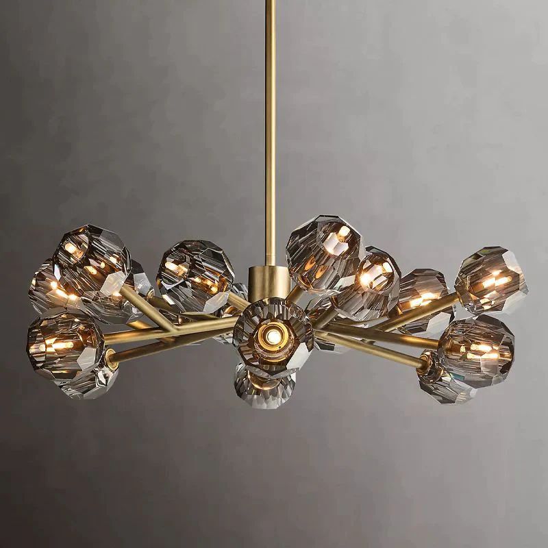 Cristal Glass Round Chandelier 36 inch angled view