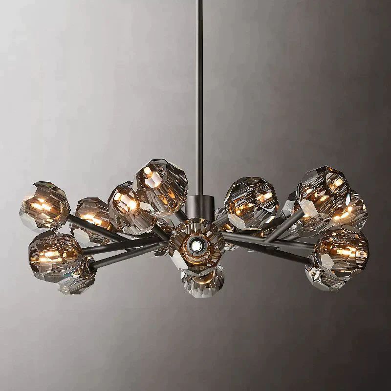 Cristal Glass Round Chandelier 36 inch detail view