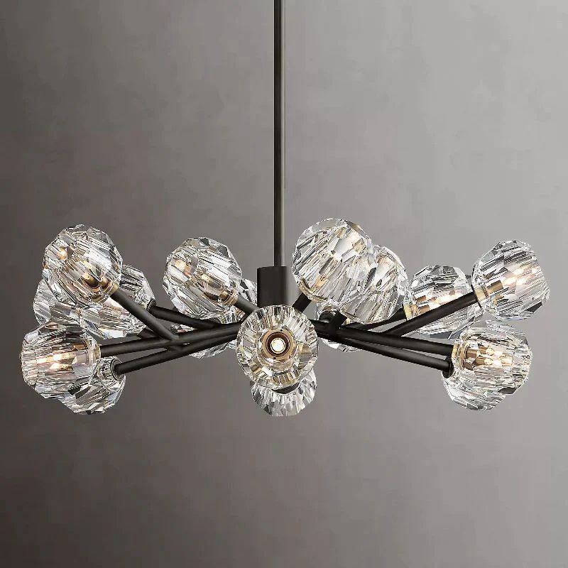 Cristal Glass Round Chandelier 36 inch detail view
