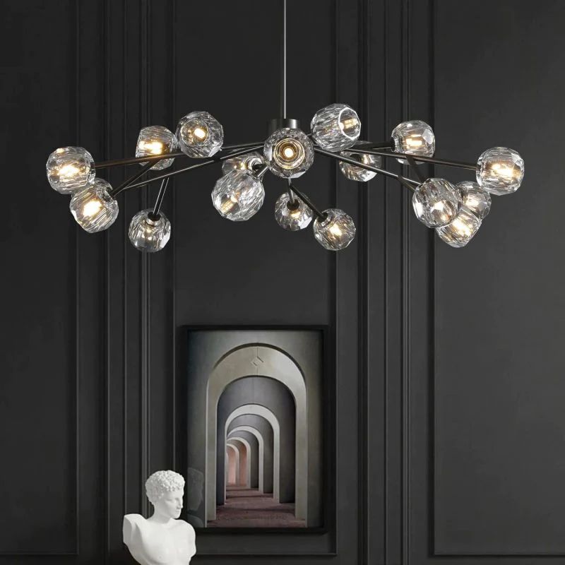 Cristal Glass Round Chandelier 48 inch detail view