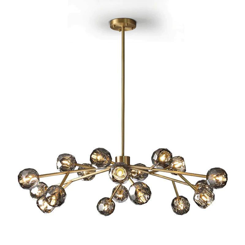 Cristal Glass Round Chandelier 48 inch front view