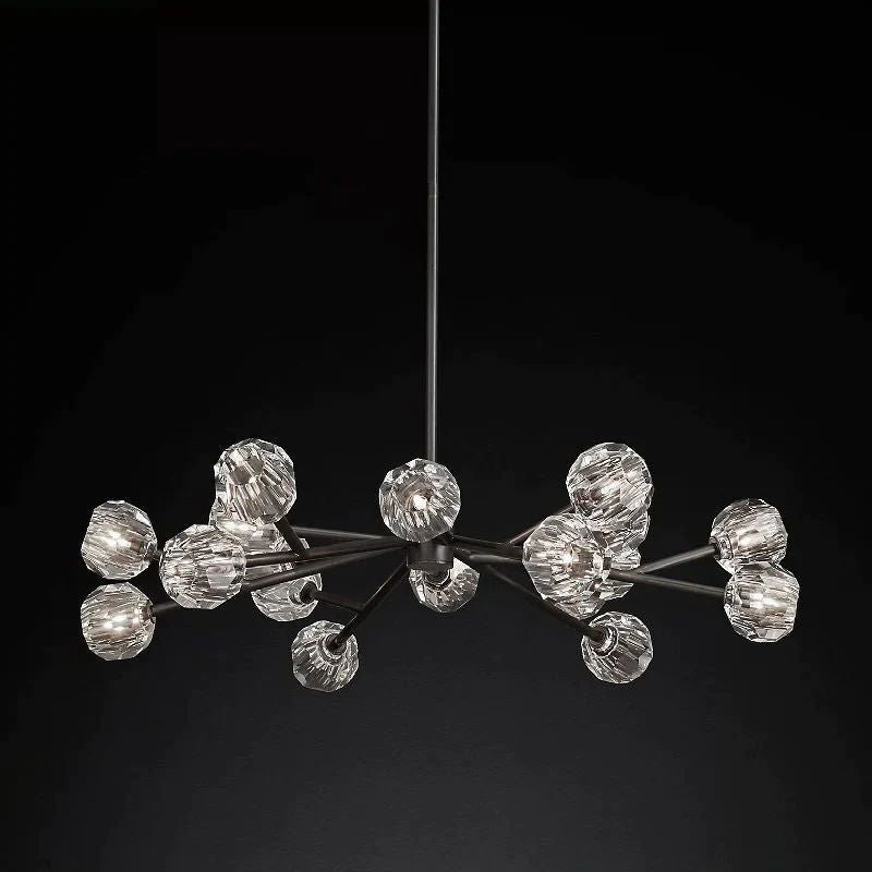 Cristal Glass Round Chandelier 48 inch angled view