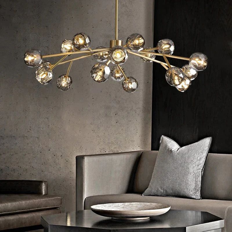 Cristal Glass Round Chandelier 48 inch detail view