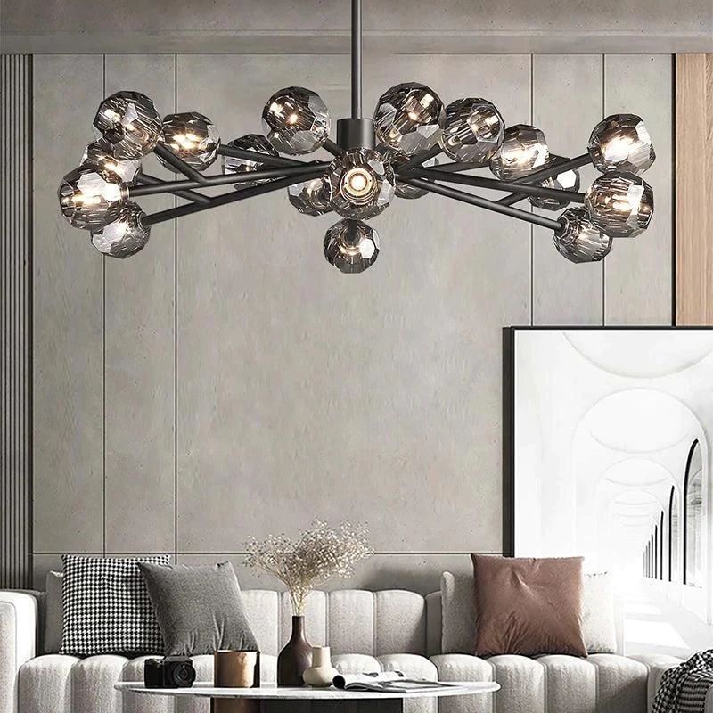 Cristal Glass Round Chandelier 48 inch detail view