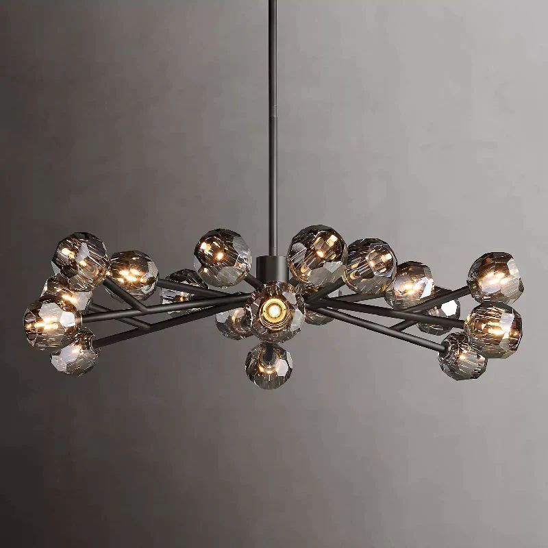 Cristal Glass Round Chandelier 48 inch detail view