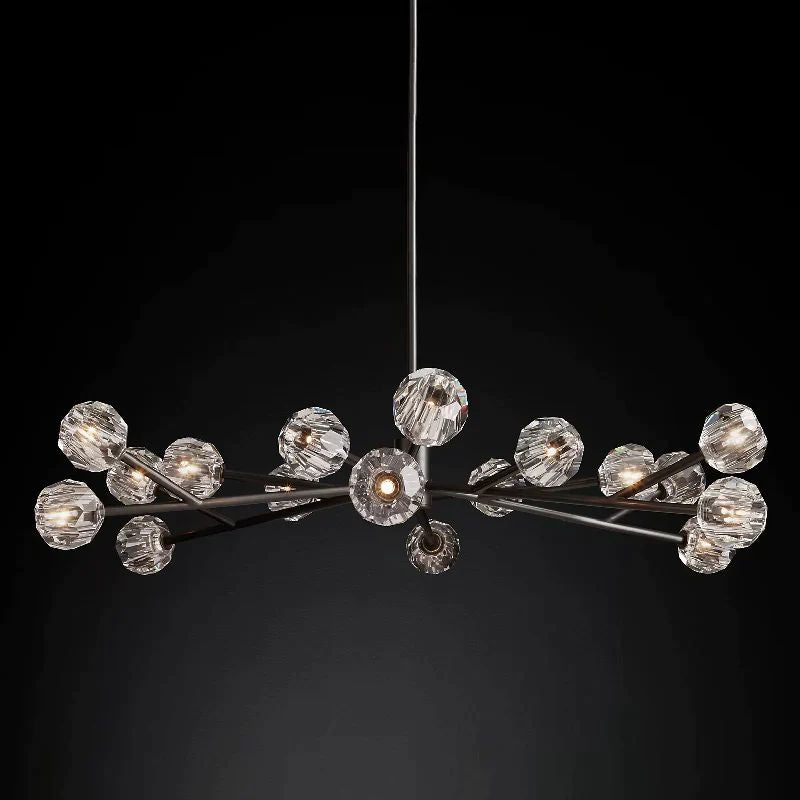 Cristal Glass Round Chandelier 60 inch angled view