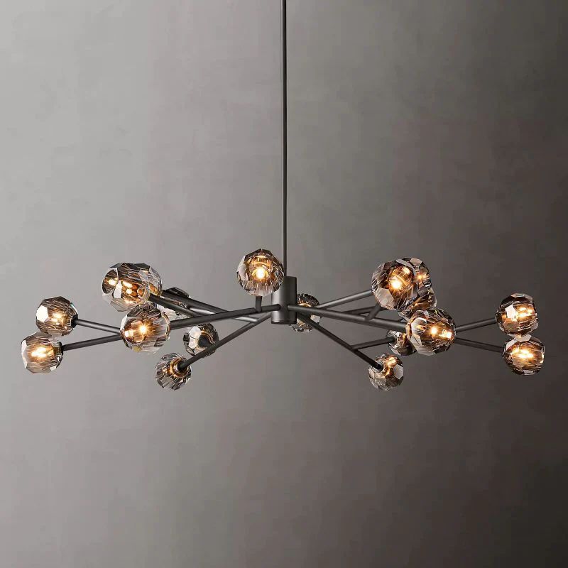 Cristal Glass Round Chandelier 60 inch detail view