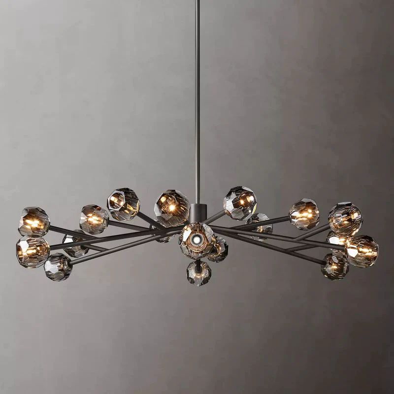 Cristal Glass Round Chandelier 60 inch detail view