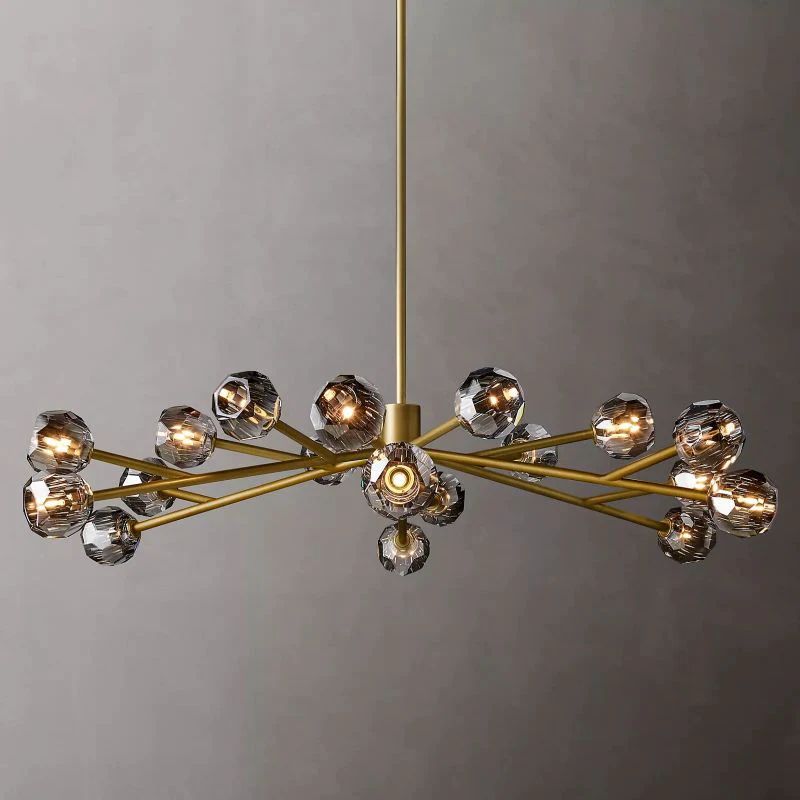 Cristal Glass Round Chandelier 60 inch front view