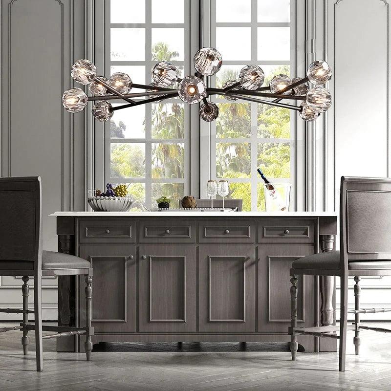 Cristal Glass Round Chandelier 60 inch detail view