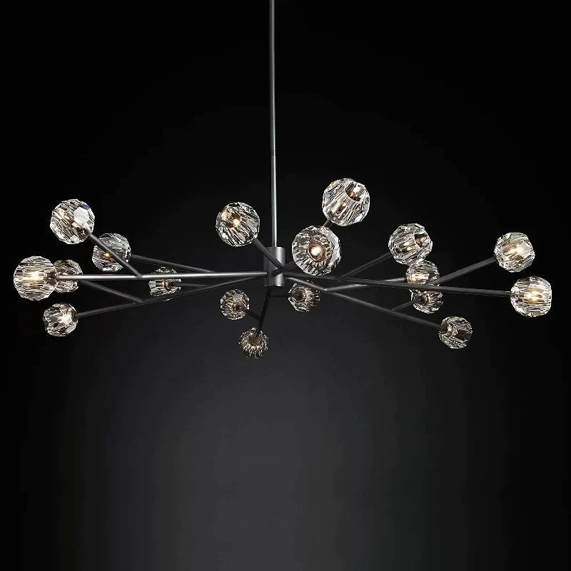Cristal Glass Round Chandelier 72 inch angled view