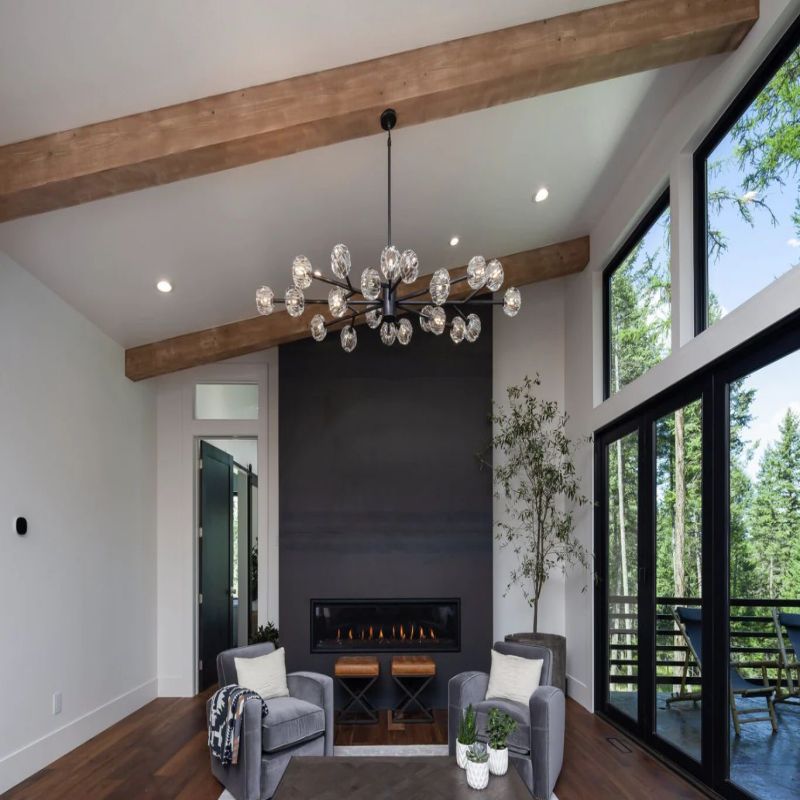 Cristal Glass Round Chandelier 72 inch detail view