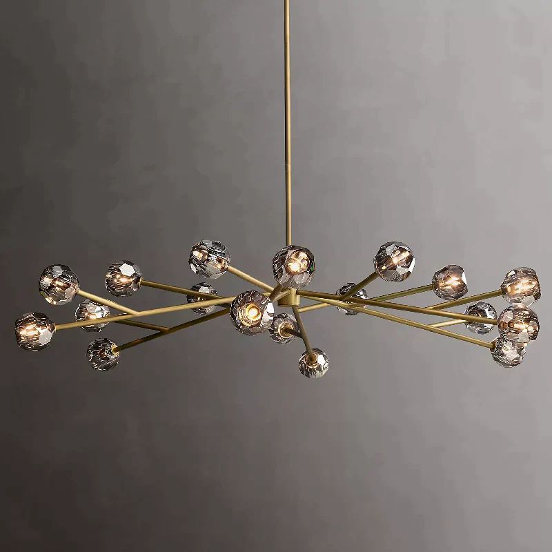 Cristal Glass Round Chandelier 72 inch front view